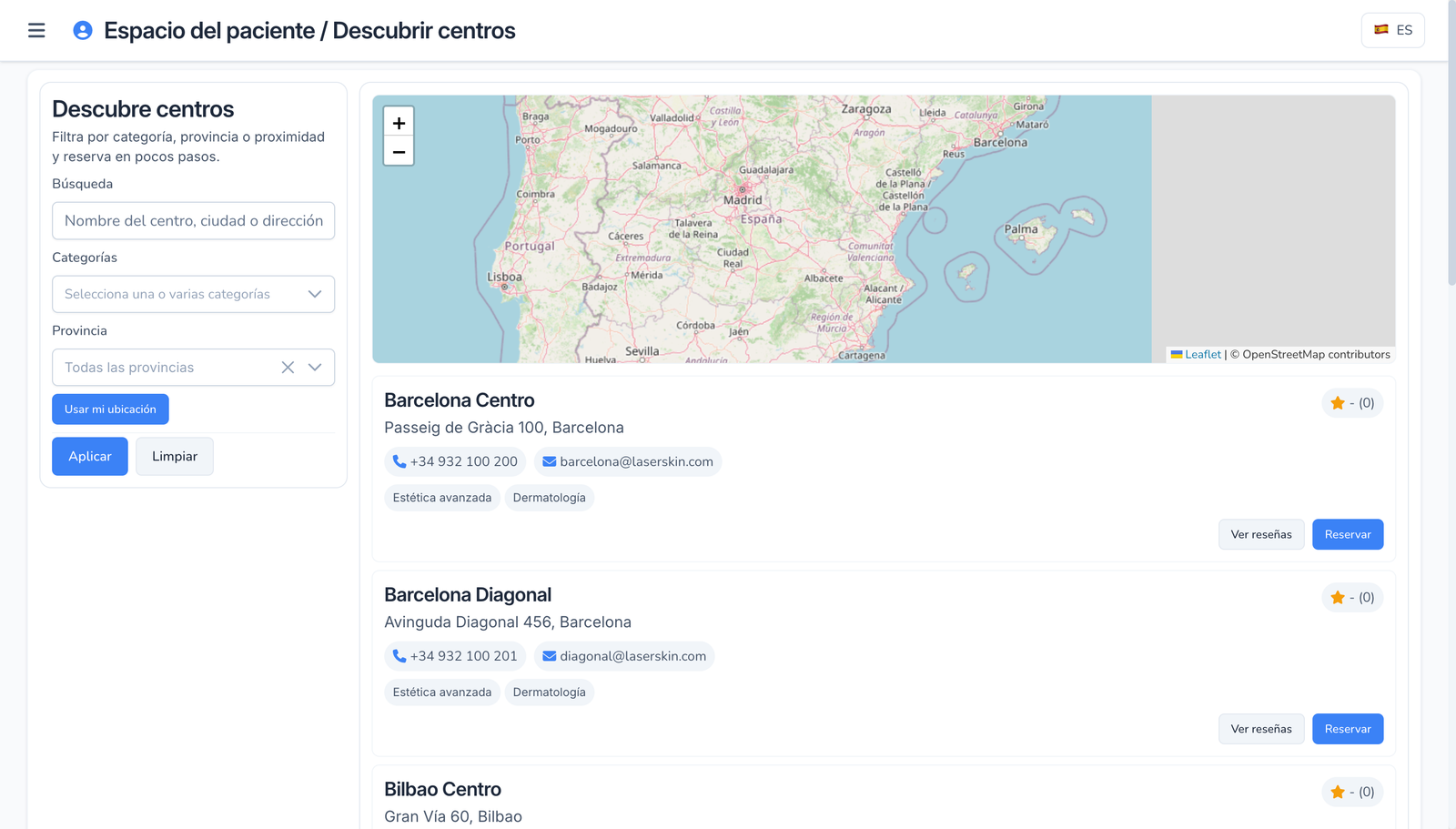 Captura del mòdul de reserves online i espai pacient